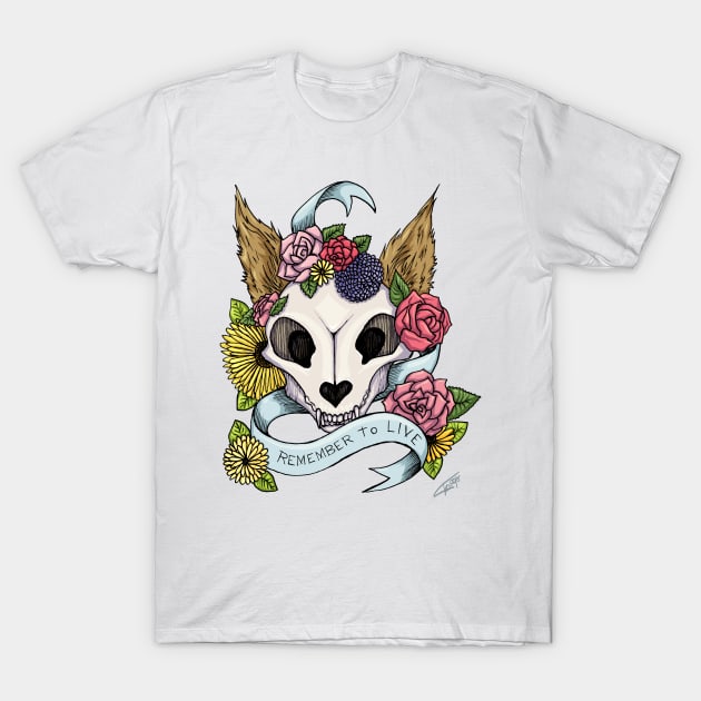 Cat Skull - Remember to Live T-Shirt by ace-of-lords